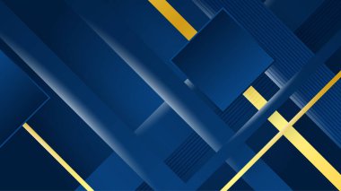 Modern lüks koyu mavi soyut arka plan altın çizgiler ve parıltılarla