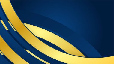 Modern lüks koyu mavi soyut arka plan altın çizgiler ve dalgalarla