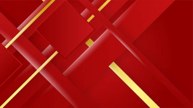 Soyut şekil ve çizgilere sahip lüks kırmızı ve altın tasarım arka planı