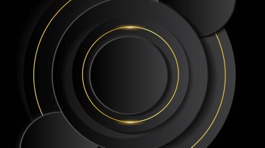 Lüks siyah altın soyut arka plan. Sunum tasarımı için vektör illüstrasyonu. Ticari, kurumsal, kurum, parti, şenlik, seminer, broşür, doku, duvar kağıdı ve şablon için kullanılabilir.