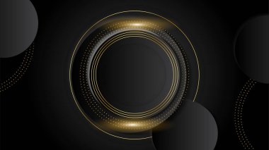 Lüks siyah altın soyut arka plan. Sunum tasarımı için vektör illüstrasyonu. Ticari, kurumsal, kurum, parti, şenlik, seminer, broşür, doku, duvar kağıdı ve şablon için kullanılabilir.