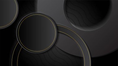 Lüks siyah altın soyut arka plan. Sunum tasarımı için vektör illüstrasyonu. Ticari, kurumsal, kurum, parti, şenlik, seminer, broşür, doku, duvar kağıdı ve şablon için kullanılabilir.
