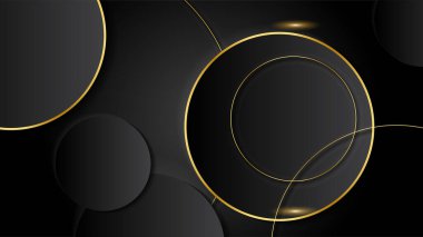 Lüks siyah altın soyut arka plan. Sunum tasarımı için vektör illüstrasyonu. Ticari, kurumsal, kurum, parti, şenlik, seminer, broşür, doku, duvar kağıdı ve şablon için kullanılabilir.