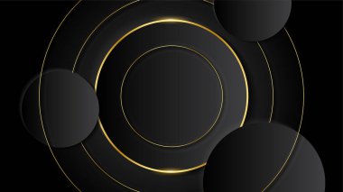 Lüks siyah altın soyut arka plan. Sunum tasarımı için vektör illüstrasyonu. Ticari, kurumsal, kurum, parti, şenlik, seminer, broşür, doku, duvar kağıdı ve şablon için kullanılabilir.