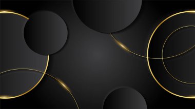 Lüks siyah altın soyut arka plan. Sunum tasarımı için vektör illüstrasyonu. Ticari, kurumsal, kurum, parti, şenlik, seminer, broşür, doku, duvar kağıdı ve şablon için kullanılabilir.