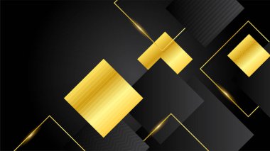 Lüks siyah altın soyut arka plan. Sunum tasarımı için vektör illüstrasyonu. Ticari, kurumsal, kurum, parti, şenlik, seminer, broşür, doku, duvar kağıdı ve şablon için kullanılabilir.