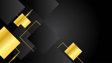 Lüks siyah altın soyut arka plan. Sunum tasarımı için vektör illüstrasyonu. Ticari, kurumsal, kurum, parti, şenlik, seminer, broşür, doku, duvar kağıdı ve şablon için kullanılabilir.