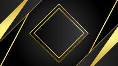 Lüks siyah altın soyut arka plan. Sunum tasarımı için vektör illüstrasyonu. Ticari, kurumsal, kurum, parti, şenlik, seminer, broşür, doku, duvar kağıdı ve şablon için kullanılabilir.