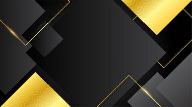 Lüks siyah altın soyut arka plan. Sunum tasarımı için vektör illüstrasyonu. Ticari, kurumsal, kurum, parti, şenlik, seminer, broşür, doku, duvar kağıdı ve şablon için kullanılabilir.