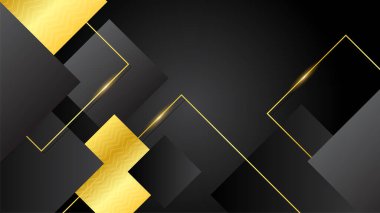 Lüks siyah altın soyut arka plan. Sunum tasarımı için vektör illüstrasyonu. Ticari, kurumsal, kurum, parti, şenlik, seminer, broşür, doku, duvar kağıdı ve şablon için kullanılabilir.