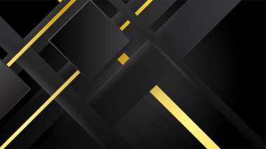 Lüks siyah altın soyut arka plan. Sunum tasarımı için vektör illüstrasyonu. Ticari, kurumsal, kurum, parti, şenlik, seminer, broşür, doku, duvar kağıdı ve şablon için kullanılabilir.
