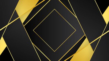 Lüks siyah altın soyut arka plan. Sunum tasarımı için vektör illüstrasyonu. Ticari, kurumsal, kurum, parti, şenlik, seminer, broşür, doku, duvar kağıdı ve şablon için kullanılabilir.