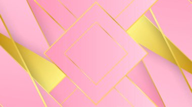 Lüks pembe altın soyut arka plan. Sunum tasarımı için vektör illüstrasyonu. Ticari, kurumsal, kurum, parti, şenlik, seminer, broşür, doku, duvar kağıdı ve şablon için kullanılabilir.