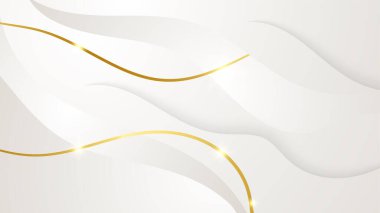 Lüks şekilli beyaz zemin üzerinde soyut altın dalga çizgileri
