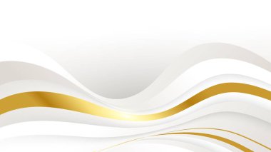 Lüks şekilli beyaz zemin üzerinde soyut altın dalga çizgileri