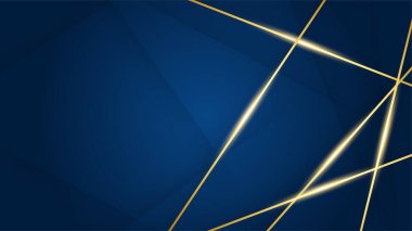 Lükslü koyu mavi soyut arkaplan ve altın çizgiler