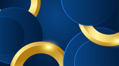 Lükslü koyu mavi soyut arkaplan ve altın halka çizgileri