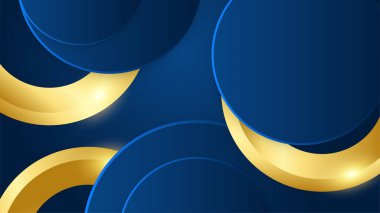 Lükslü koyu mavi soyut arkaplan ve altın halka çizgileri