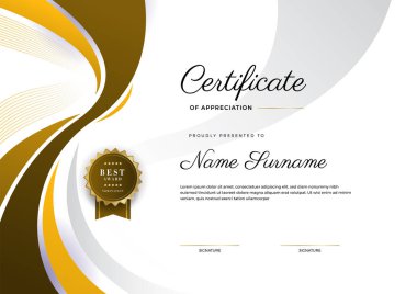 Modern zarif kahverengi ve beyaz diploma şablonu