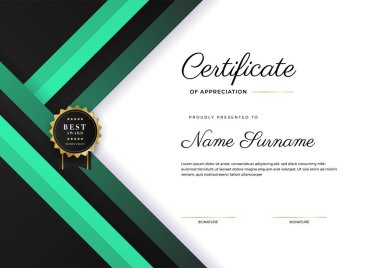 Modern zarif yeşil ve beyaz diploma şablonu