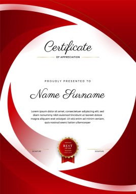 Modern kırmızı ve beyaz diploma şablonu