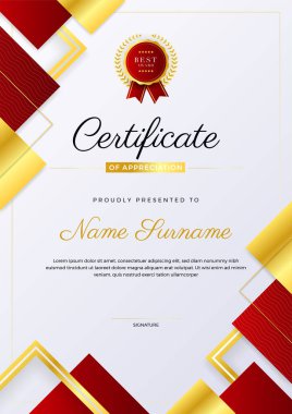 Modern kırmızı ve beyaz diploma şablonu