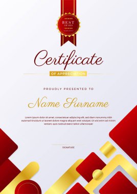 Modern kırmızı ve beyaz diploma şablonu