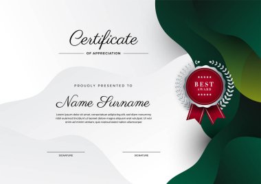 Modern zarif yeşil ve beyaz diploma şablonu