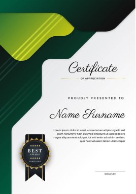 Modern zarif yeşil ve beyaz diploma şablonu