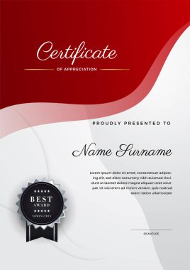 Modern kırmızı ve beyaz diploma şablonu