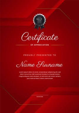 Modern kırmızı ve beyaz diploma şablonu