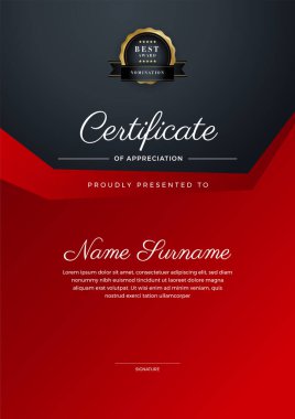 Modern kırmızı ve beyaz diploma şablonu