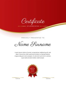 Modern lüks şablon ve altın çizgilerle sertifika şablonu. Vektör illüstrasyon ve vektör lüks prim rozet tasarımı. Eski model rozet ve etiketler seti.