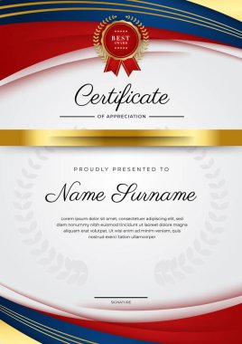 Modern lüks şablon ve altın çizgilerle sertifika şablonu. Vektör illüstrasyon ve vektör lüks prim rozet tasarımı. Eski model rozet ve etiketler seti.