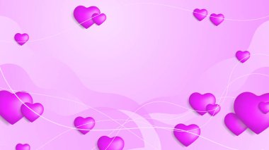 Yeni yıl için kırmızı, pembe ve beyaz sevgililer günü arkaplan tasarımı aşk kalp şeklinde balon. Vektör illüstrasyonu, tebrik pankartı, duvar kağıdı, el ilanı, poster, broşür, düğün davetiyesi