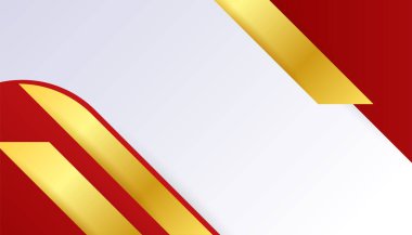 Üst üste binen katmanları ve sunum için soyut grafik unsurları olan modern kırmızı turuncu beyaz arka plan. İçerik için boş metin alanı ve logosu