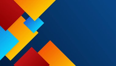 Üst üste binen katmanları ve sunum için soyut grafik unsurları olan modern kırmızı turuncu beyaz arka plan. İçerik için boş metin alanı ve logosu