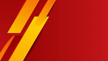 Üst üste binen katmanları ve sunum için soyut grafik unsurları olan modern kırmızı turuncu beyaz arka plan. İçerik için boş metin alanı ve logosu