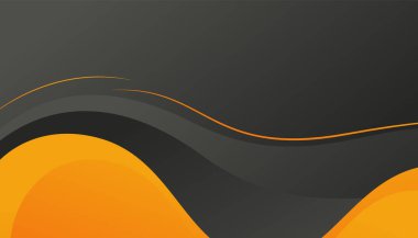 Üst üste binen katmanları ve sunum için soyut grafik unsurları olan modern siyah turuncu arkaplan. İçerik için boş metin alanı ve logosu