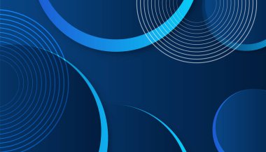 Üst üste binen katmanları ve sunum için soyut grafik unsurları olan modern mavi soyut arkaplan. İçerik için boş metin alanı ve logosu