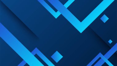 Üst üste binen katmanları ve sunum için soyut grafik unsurları olan modern mavi soyut arkaplan. İçerik için boş metin alanı ve logosu