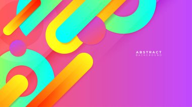 Modern renkli canlı sancak geometrik şekiller kurumsal soyut teknoloji arka planını şekillendirir. Vektör soyut grafik tasarım sancak deseni sunum arkaplan şablonu.