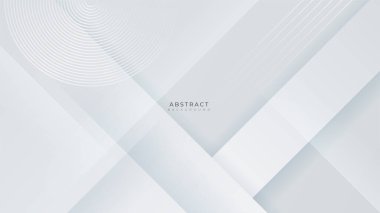 Minimum geometrik basit, minimal, beyaz geometrik şekiller ışık teknolojisi arka plan soyut tasarımı. Vektör illüstrasyonu soyut grafik tasarım modeli sunumu arkaplan şablonu.