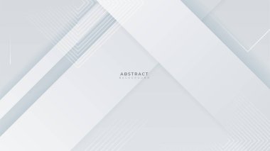 Soyut, basit, minimal, beyaz geometrik şekiller arka plan. Vektör soyut grafik tasarım sancak deseni sunum arkaplan şablonu.