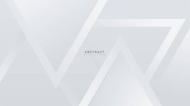 Soyut basit, minimal, beyaz geometrik şekiller hafif, gümüş, teknoloji arka plan vektörü. Modern diyagonal sunum arkaplanı.
