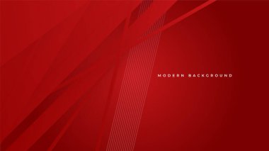 Soyut kırmızı geometrik şekiller hafif gümüş teknoloji arka plan vektörünü oluşturur. Modern diyagonal sunum arkaplanı.
