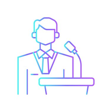 SPEAKER İş insanları mavi gradyan ana hat tarzına sahip simgeler