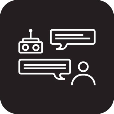 Chatbot Fintech startup icon with black filled line style