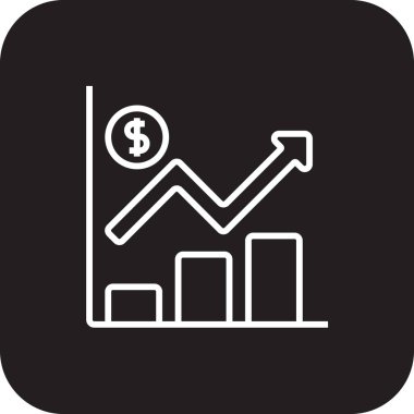 Graph Fintech startup icons with black filled line style