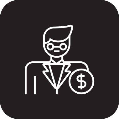 Investor Fintech startup icons with black filled line style